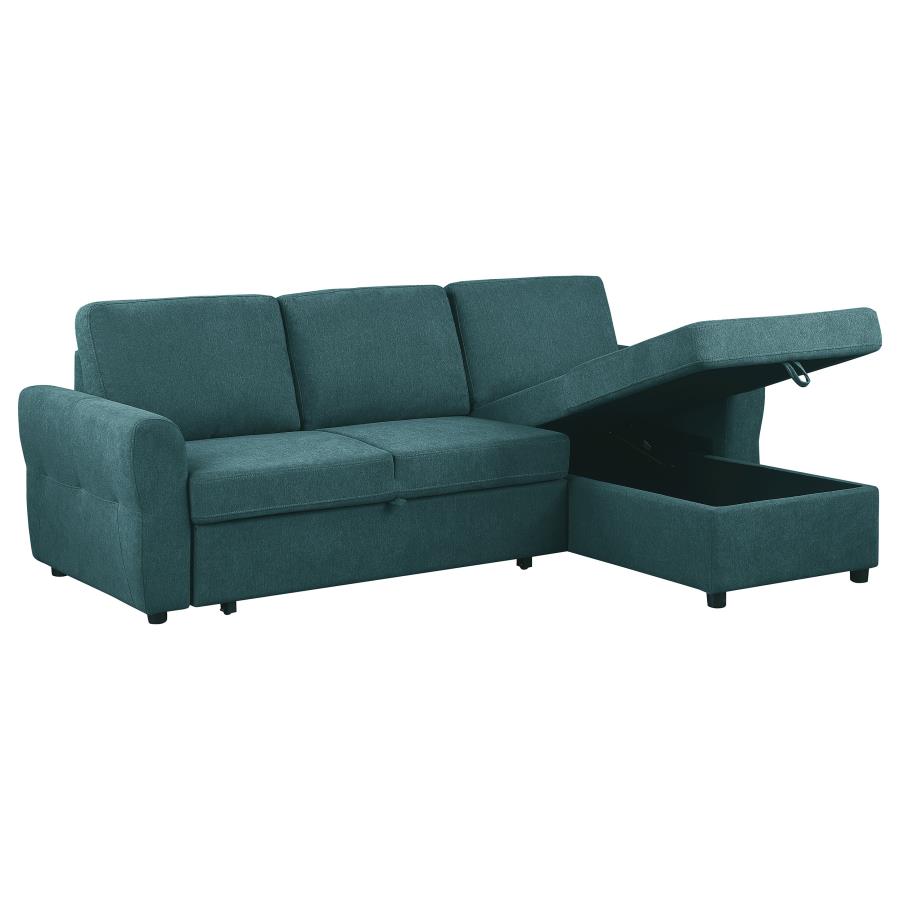 (image for) Samantha Upholstered Storage Sleeper Sectional Sofa Teal