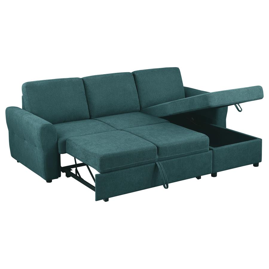 (image for) Samantha Upholstered Storage Sleeper Sectional Sofa Teal