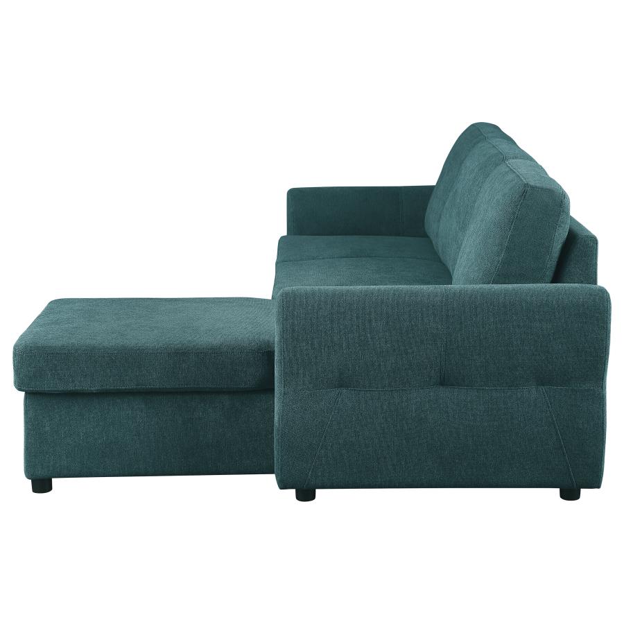 (image for) Samantha Upholstered Storage Sleeper Sectional Sofa Teal