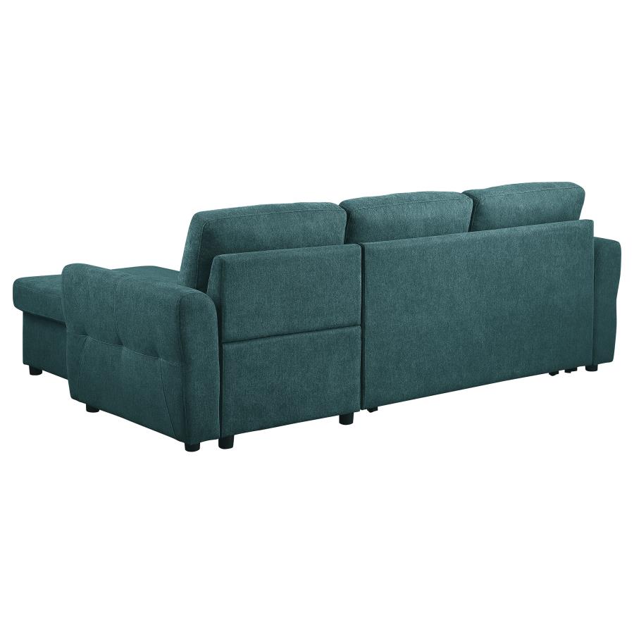 (image for) Samantha Upholstered Storage Sleeper Sectional Sofa Teal