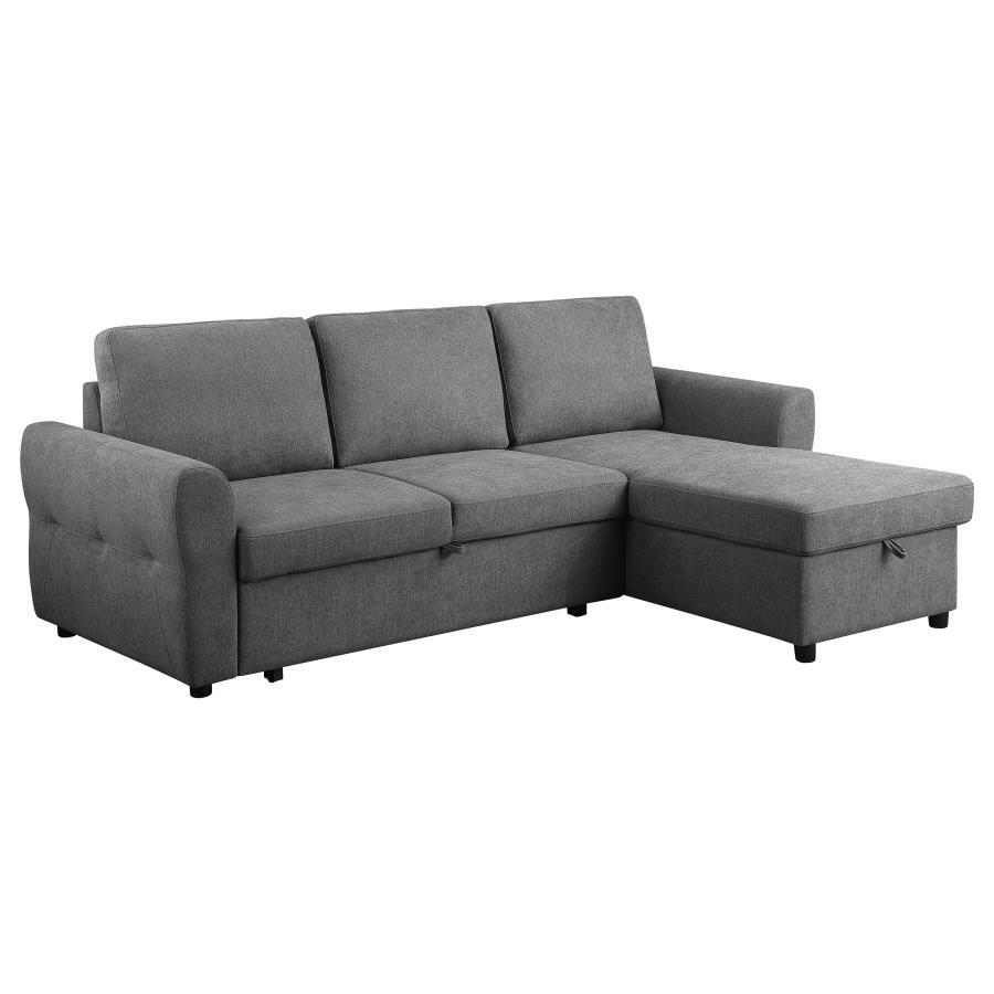 (image for) Samantha Upholstered Storage Sleeper Sectional Sofa Grey - Click Image to Close