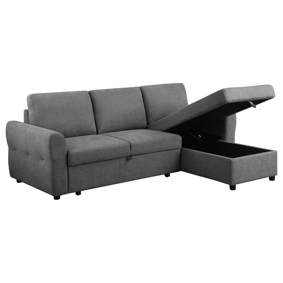 (image for) Samantha Upholstered Storage Sleeper Sectional Sofa Grey