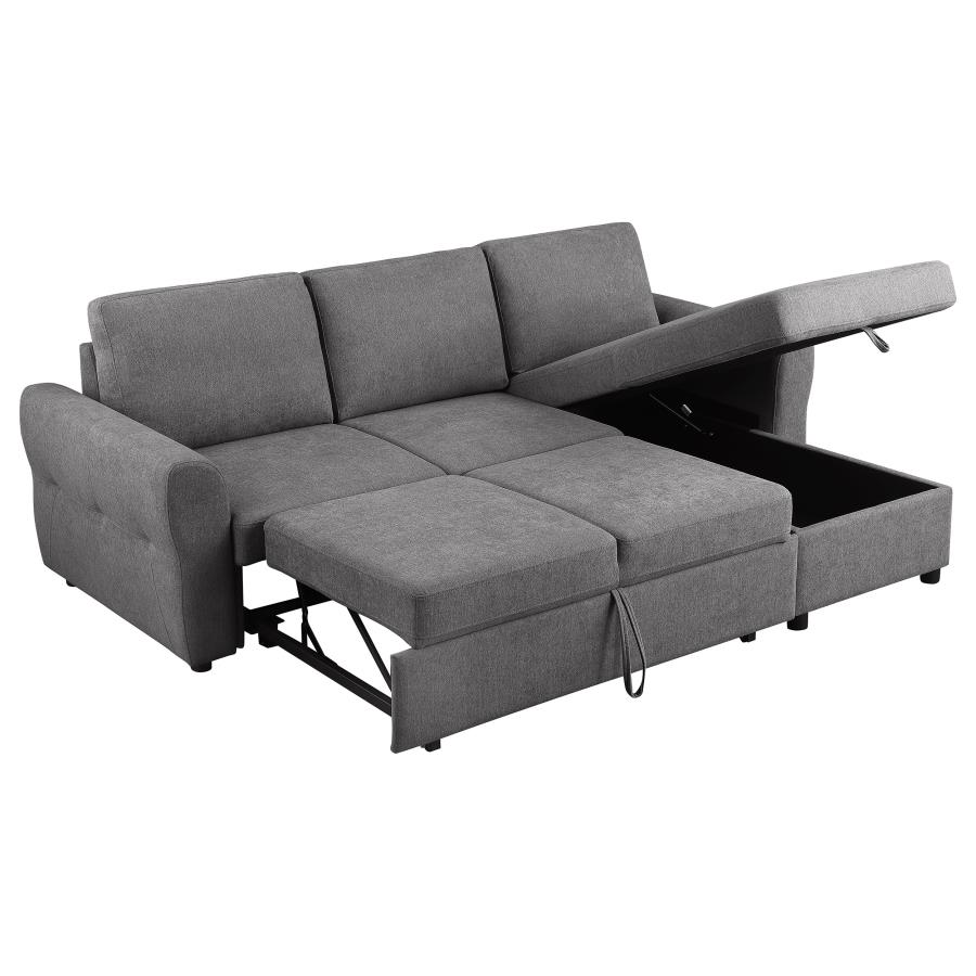 (image for) Samantha Upholstered Storage Sleeper Sectional Sofa Grey