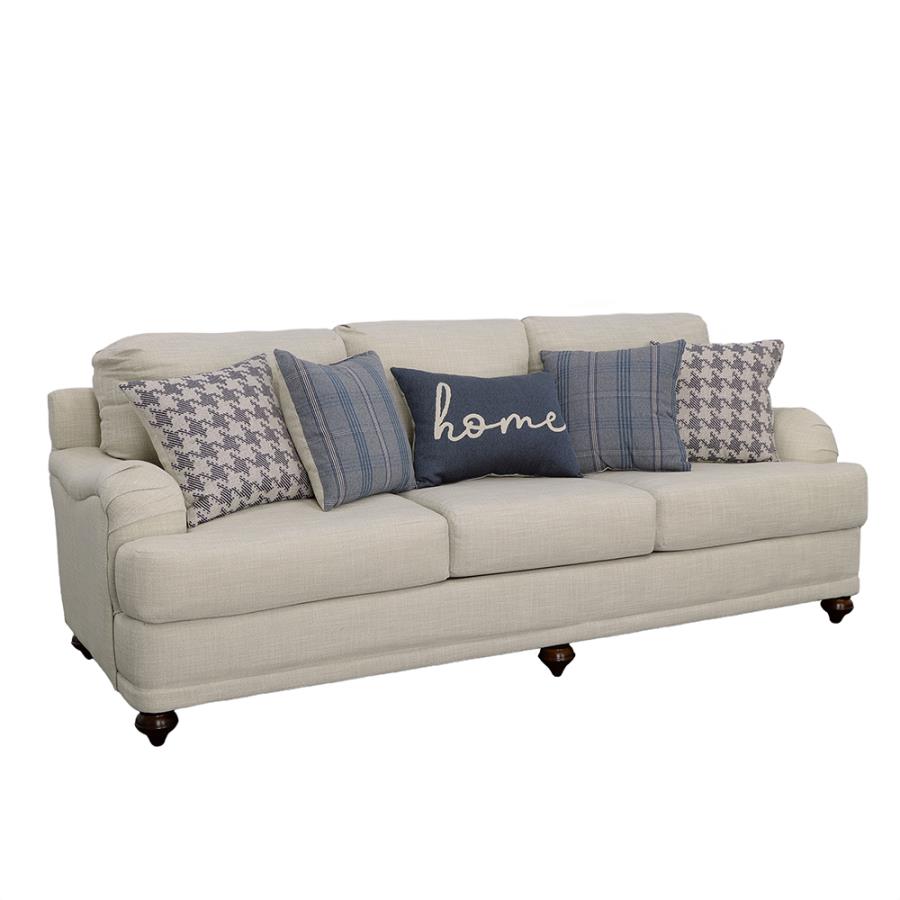 (image for) Glenn Upholstered English Arm Sofa Light Grey and Blue - Click Image to Close