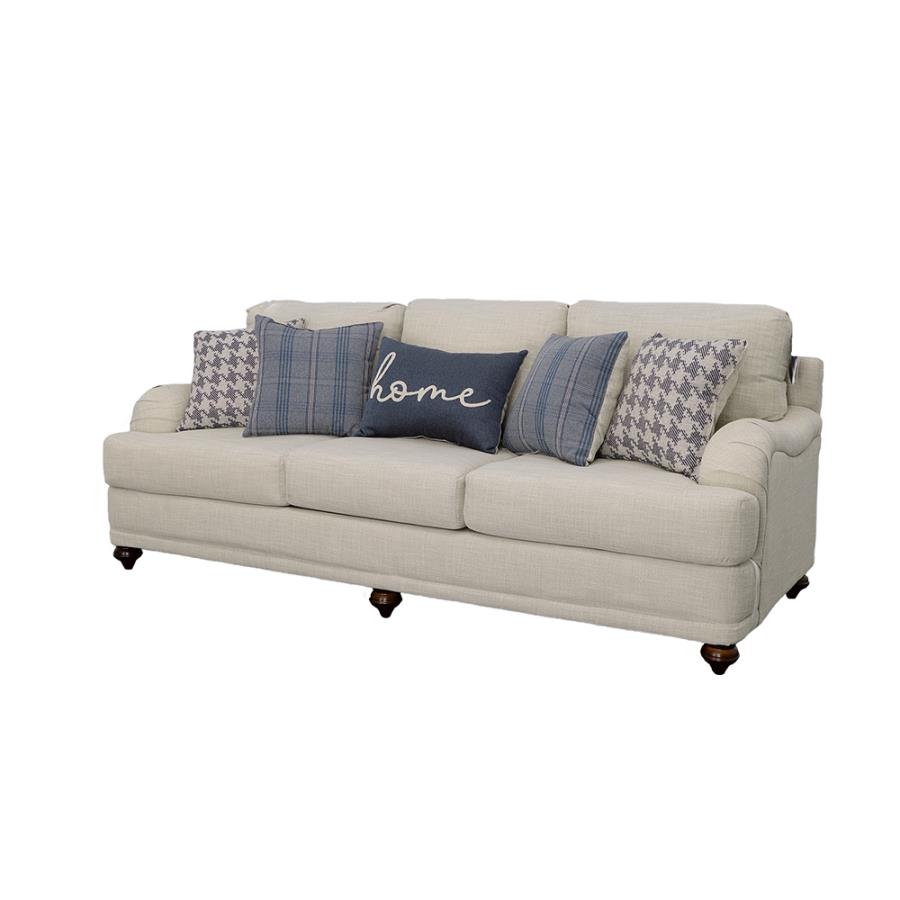 (image for) Glenn Upholstered English Arm Sofa Light Grey and Blue