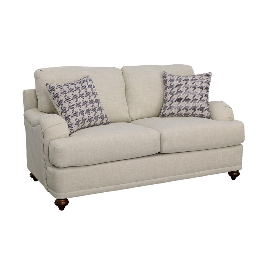 (image for) Glenn Upholstered English Arm Loveseat Light Grey and Blue