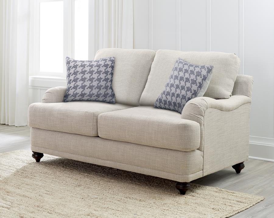 (image for) Glenn Upholstered English Arm Loveseat Light Grey and Blue - Click Image to Close