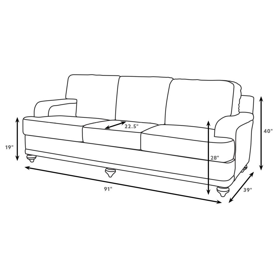 Glenn Upholstered English Arm Sofa Light Grey and Grey