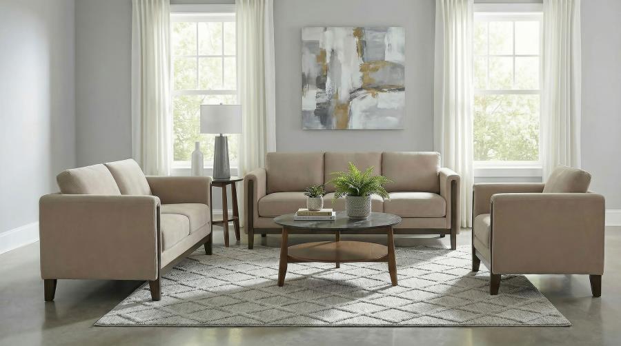 Modal Additional Images for Islington Fabric Upholstered Panel Arm Sofa Taupe