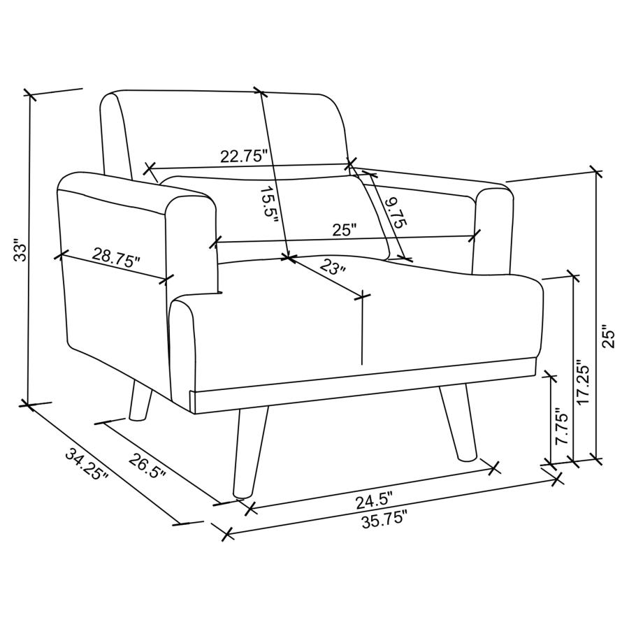 (image for) Blake 3-piece Upholstered Track Arm Sofa Set Sharkskin