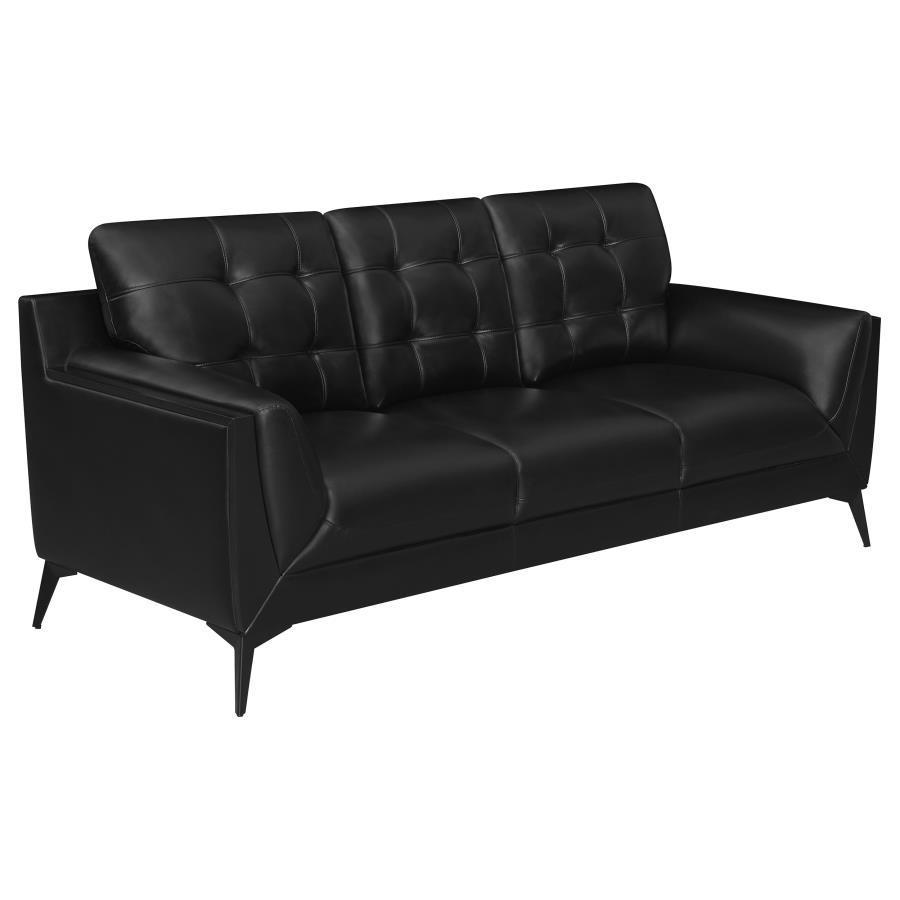 (image for) Moira 2-piece Upholstered Wedge Arm Tufted Sofa Set Black