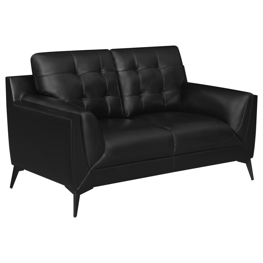 (image for) Moira 2-piece Upholstered Wedge Arm Tufted Sofa Set Black