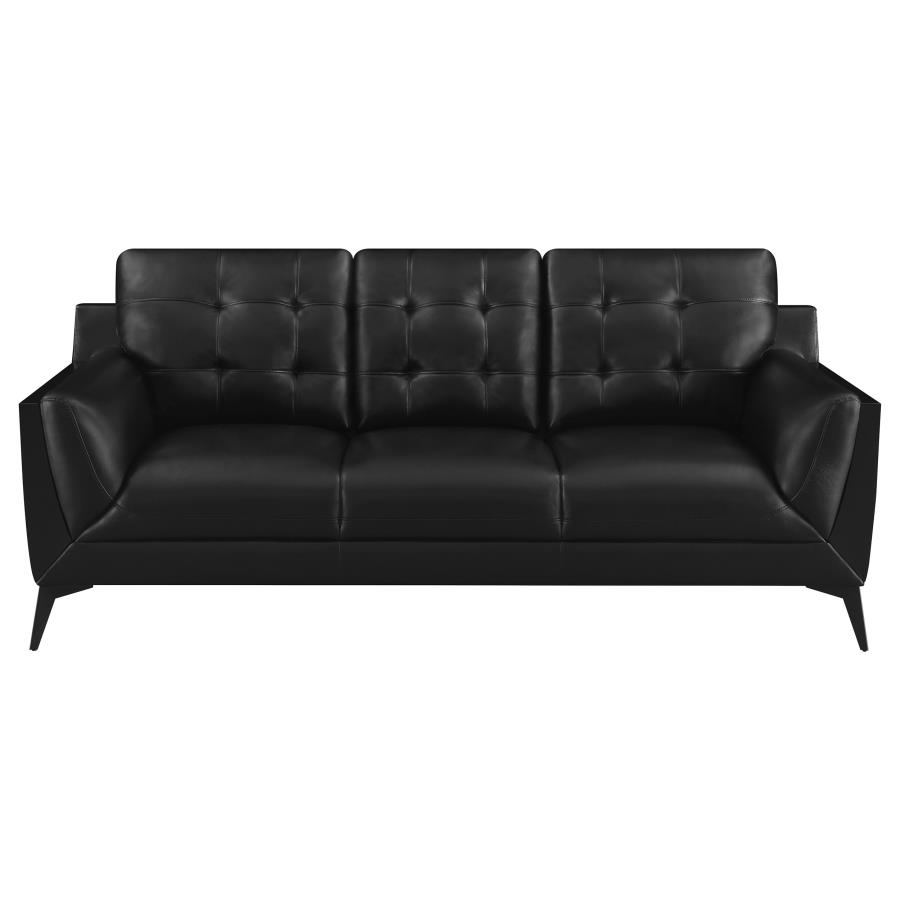 (image for) Moira 3-piece Upholstered Wedge Arm Tufted Sofa Set Black