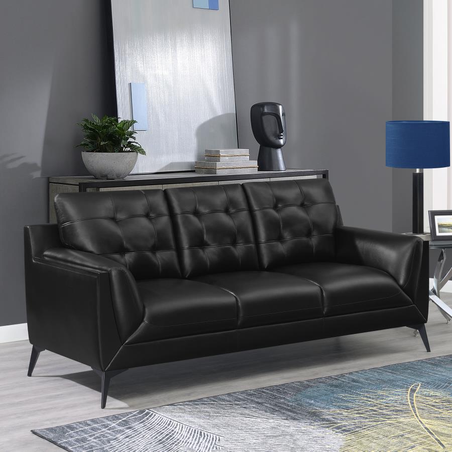 (image for) Moira Upholstered Wedge Arm Tufted Sofa Black