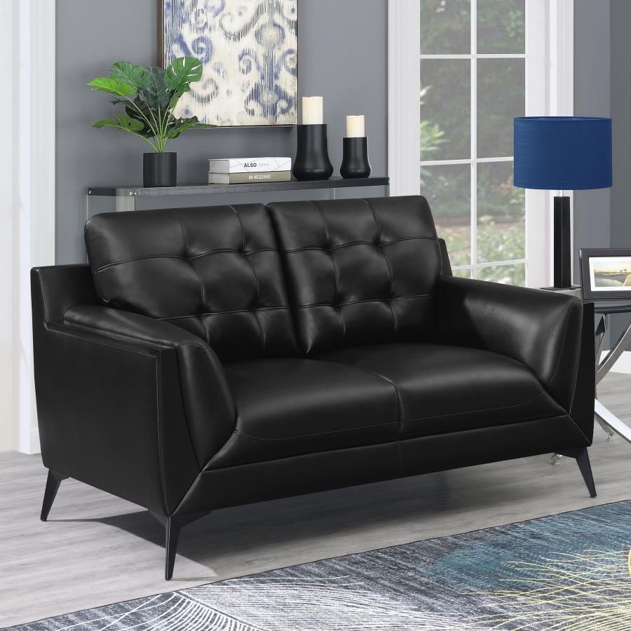 (image for) Moira Upholstered Wedge Arm Tufted Loveseat Black