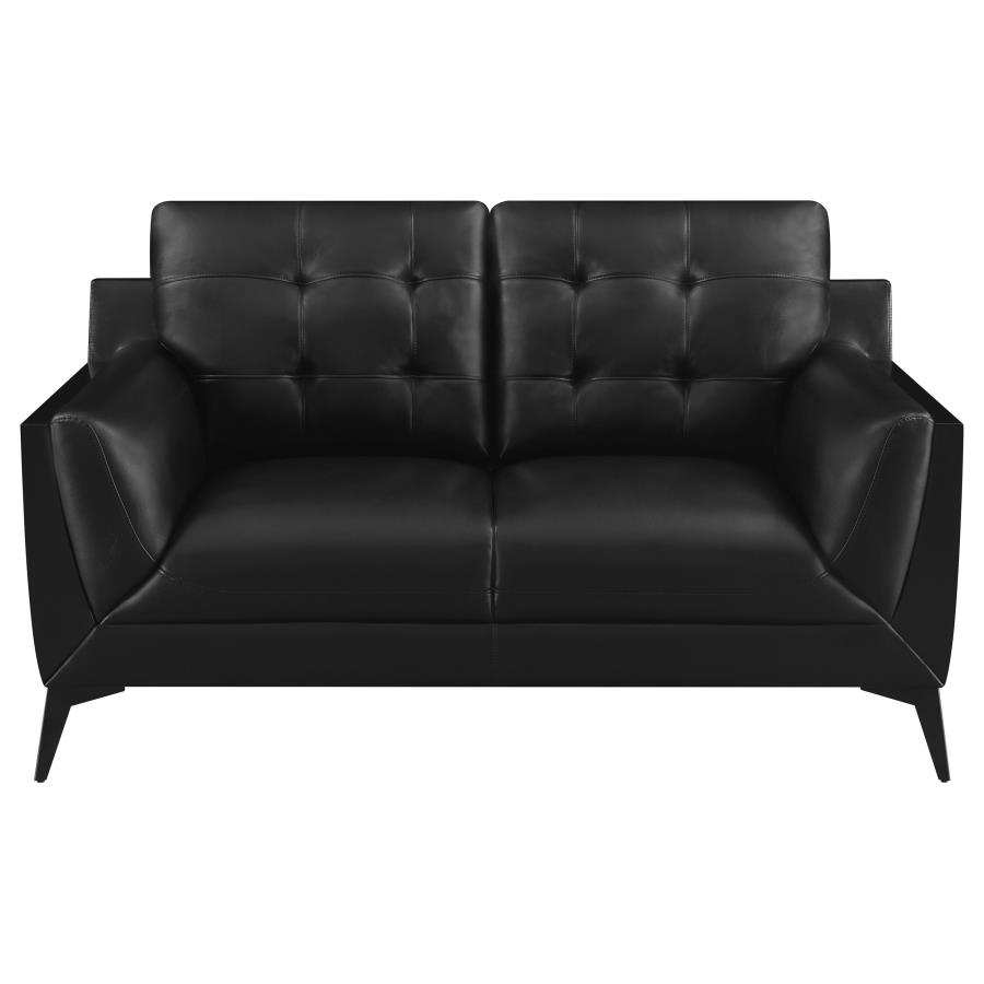 (image for) Moira Upholstered Wedge Arm Tufted Loveseat Black