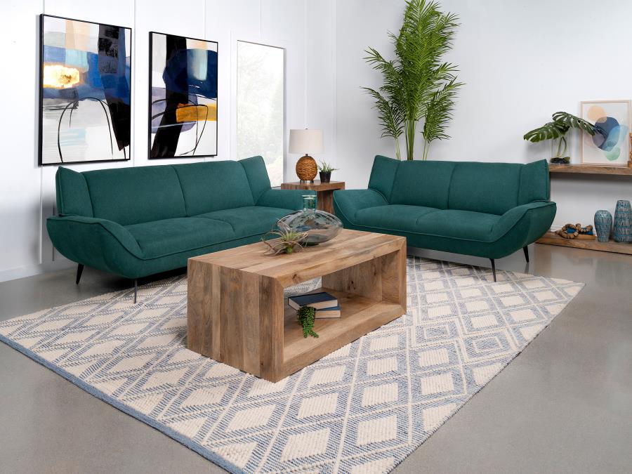 (image for) Acton 2-piece Upholstered Flared Arm Sofa Set Teal Blue - Click Image to Close