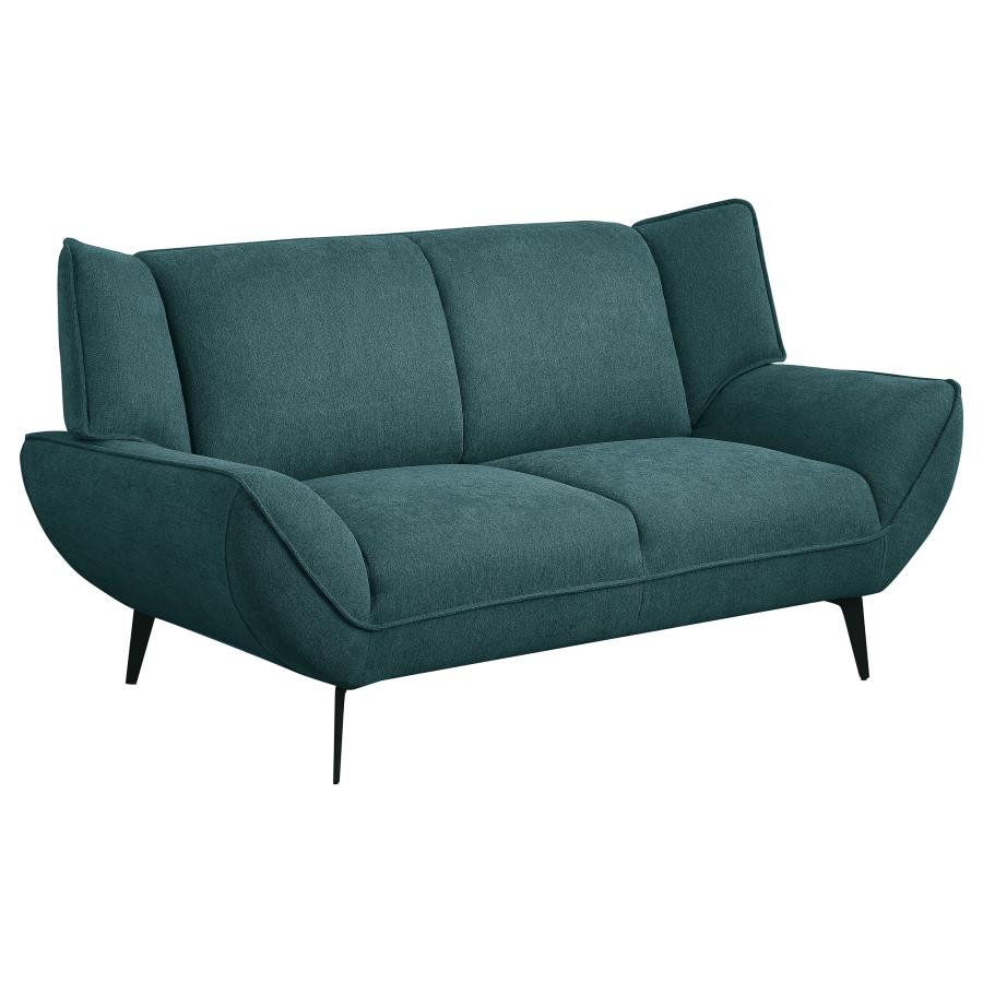 (image for) Acton Upholstered Flared Arm Loveseat Teal Blue - Click Image to Close