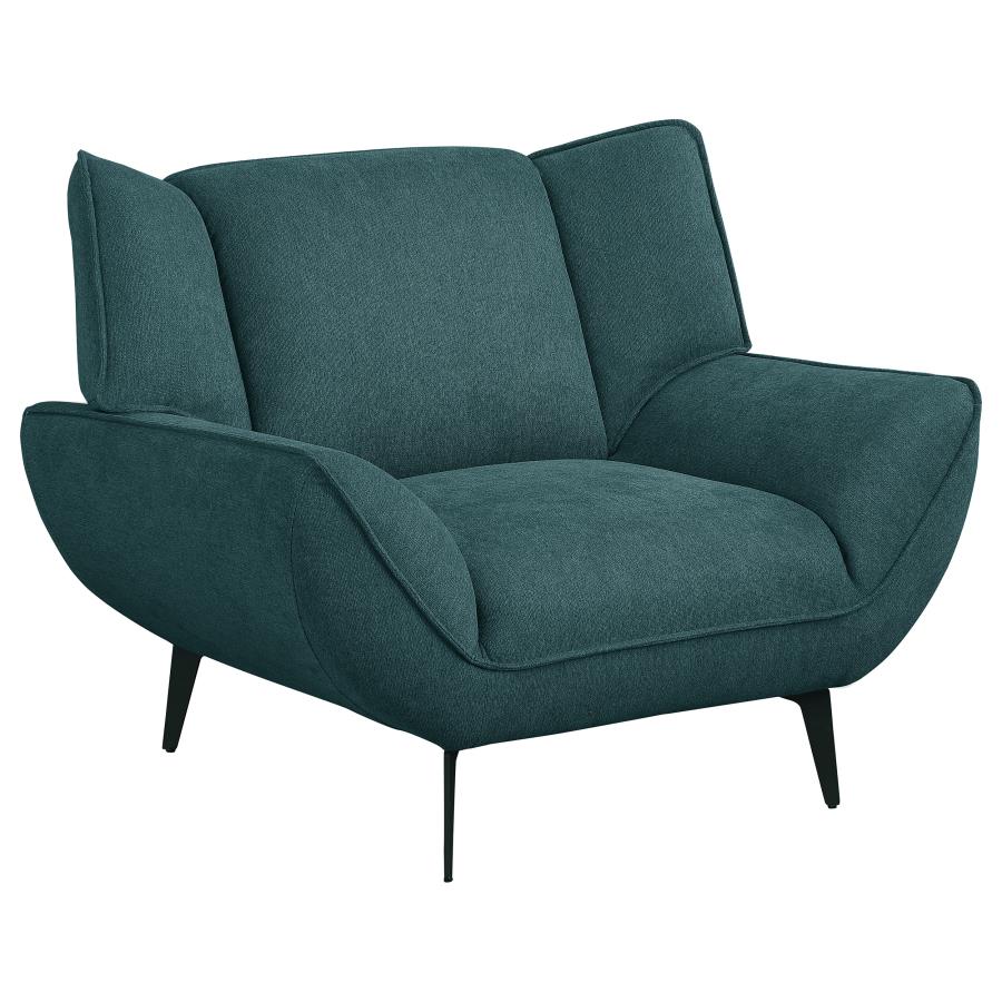 (image for) Acton Upholstered Flared Arm Accent Chair Teal Blue - Click Image to Close