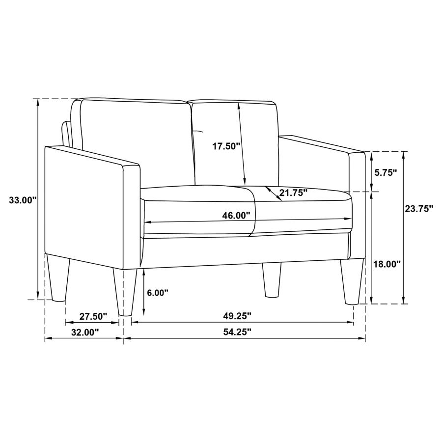 Modal Additional Images for Ruth 2-piece Fabric Upholstered Track Arm Sofa Rust Red