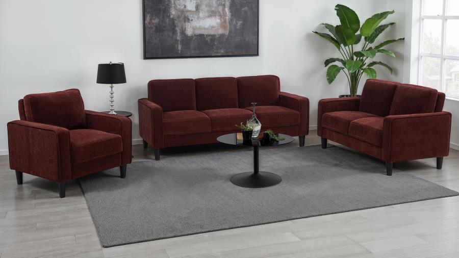 Modal Additional Images for Ruth 77-inch Fabric Upholstered Track Arm Sofa Rust Red