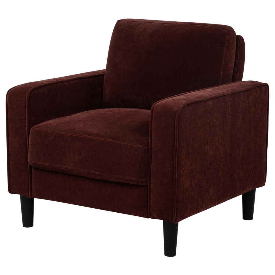 Ruth Fabric Upholstered Track Arm Accent Chair Rust Red