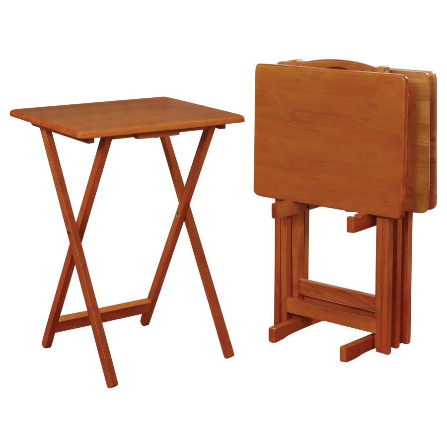 (image for) Donna 4-piece TV Tray Table Set with Stand Golden Brown - Click Image to Close