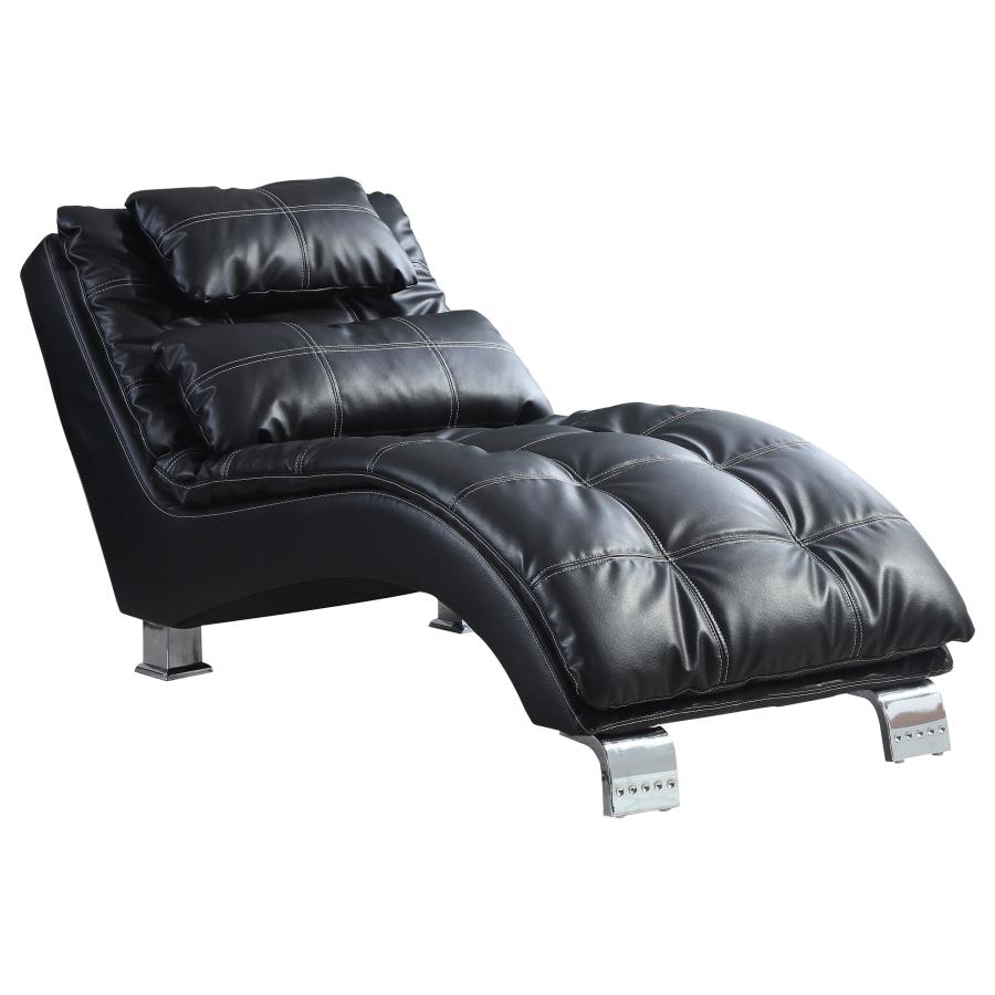 (image for) Dilleston Faux Leather Upholstered Tufted Chaise Black - Click Image to Close