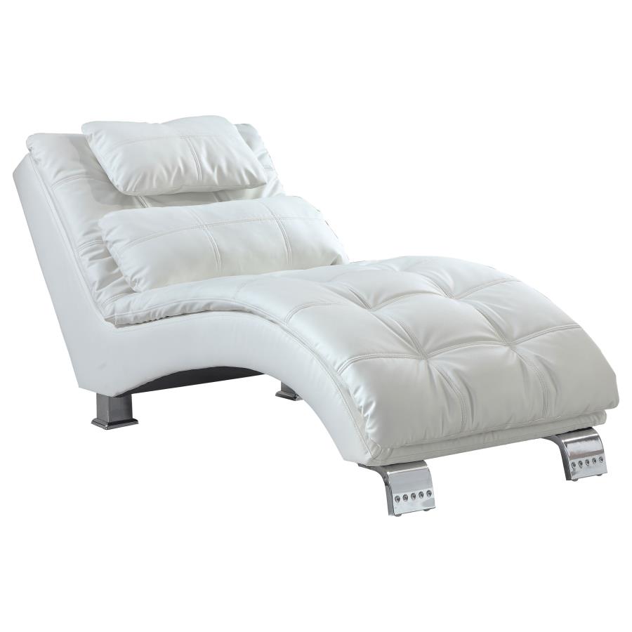 (image for) Dilleston Faux Leather Upholstered Tufted Chaise White