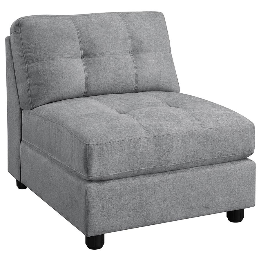 (image for) Claude Tufted Cushion Back Armless Chair Dove - Click Image to Close