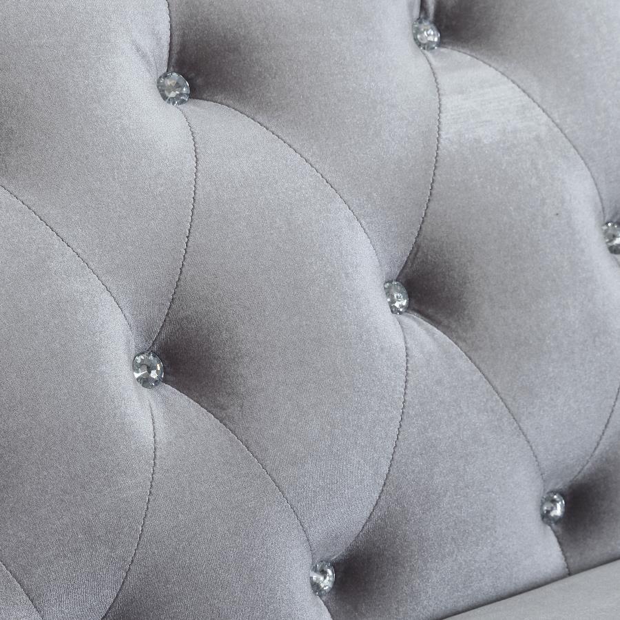 (image for) Frostine 2-piece Upholstered Tufted Sofa Set Silver