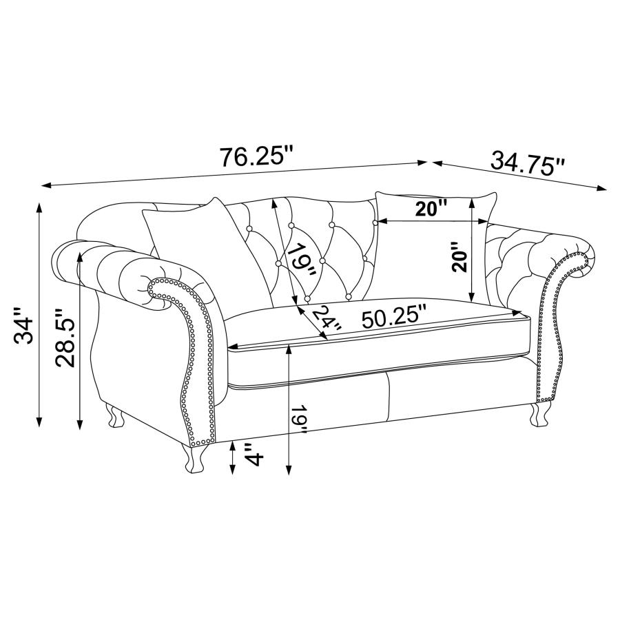 (image for) Frostine 2-piece Upholstered Tufted Sofa Set Silver