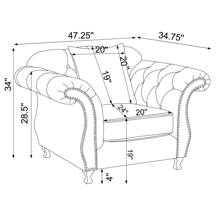 (image for) Frostine Upholstered Rolled Arm Tufted Accent Chair Silver