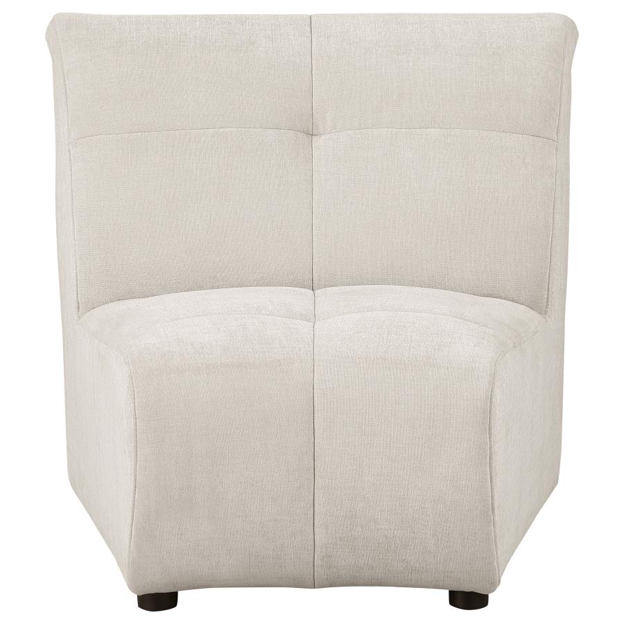 (image for) Charlotte Upholstered Curved Armless Chair Ivory