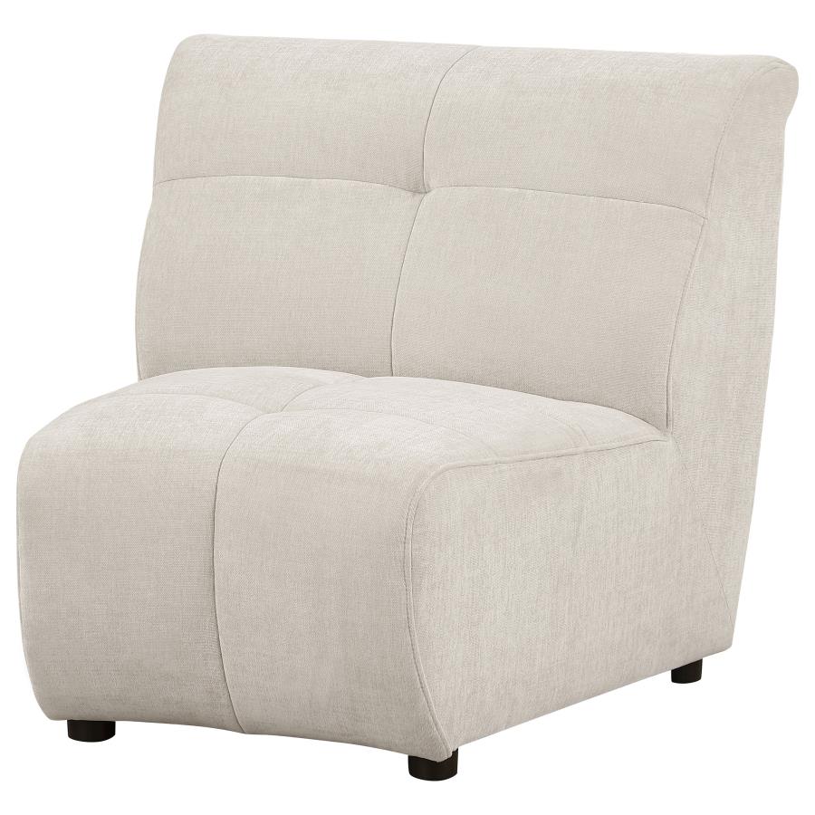 (image for) Charlotte Upholstered Curved Armless Chair Ivory