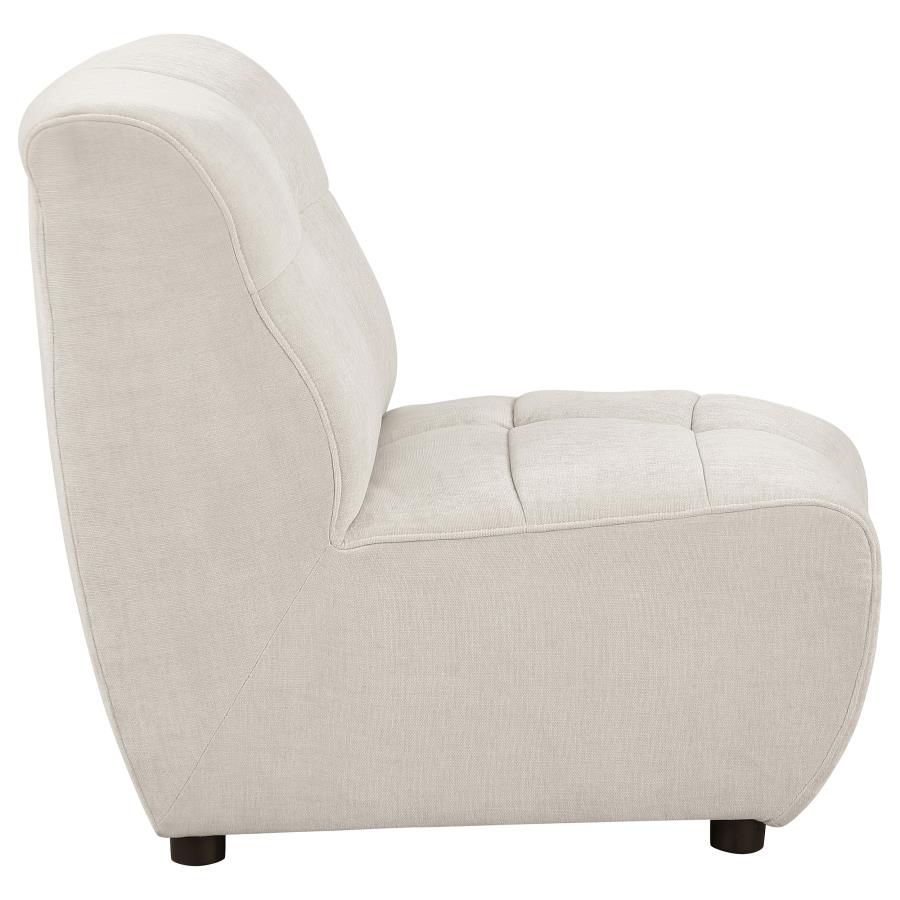 (image for) Charlotte Upholstered Curved Armless Chair Ivory