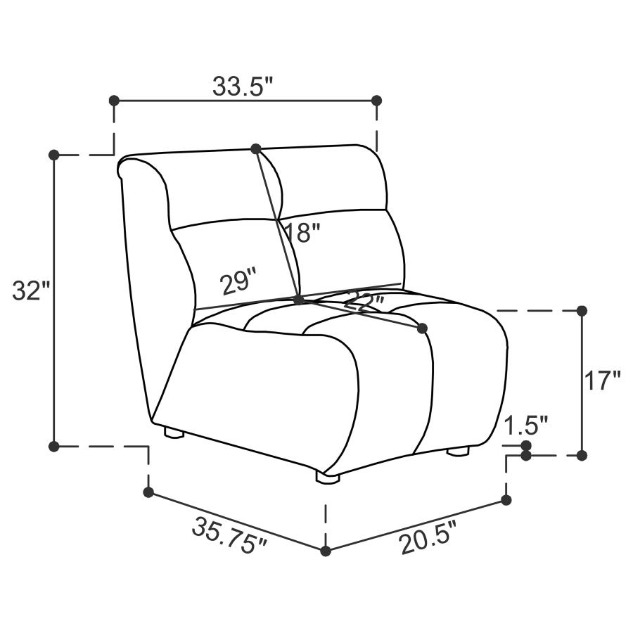 (image for) Charlotte Upholstered Curved Armless Chair Ivory