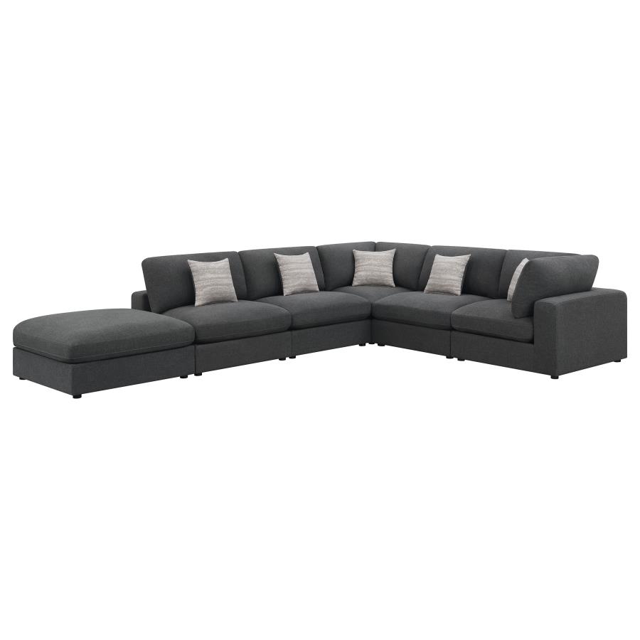 (image for) Serene 6-piece Upholstered Modular Sectional Sofa Charcoal - Click Image to Close