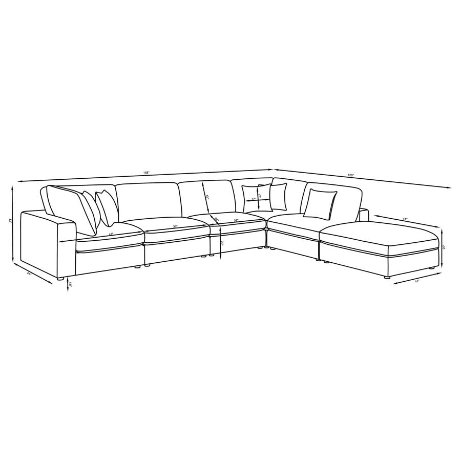 (image for) Serene 6-piece Upholstered Modular Sectional Sofa Charcoal