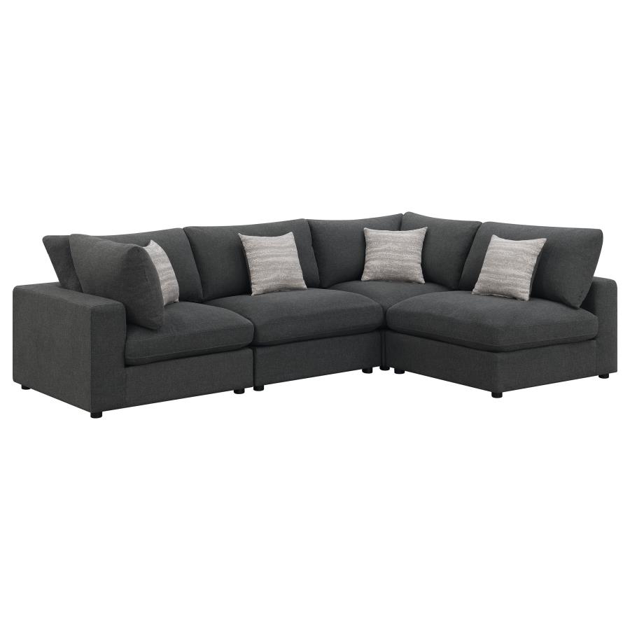 (image for) Serene 4-piece Upholstered Modular Sectional Sofa Charcoal