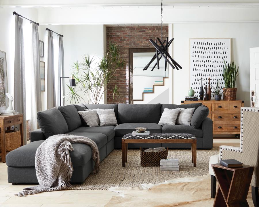 (image for) Serene 4-piece Upholstered Modular Sectional Sofa Charcoal