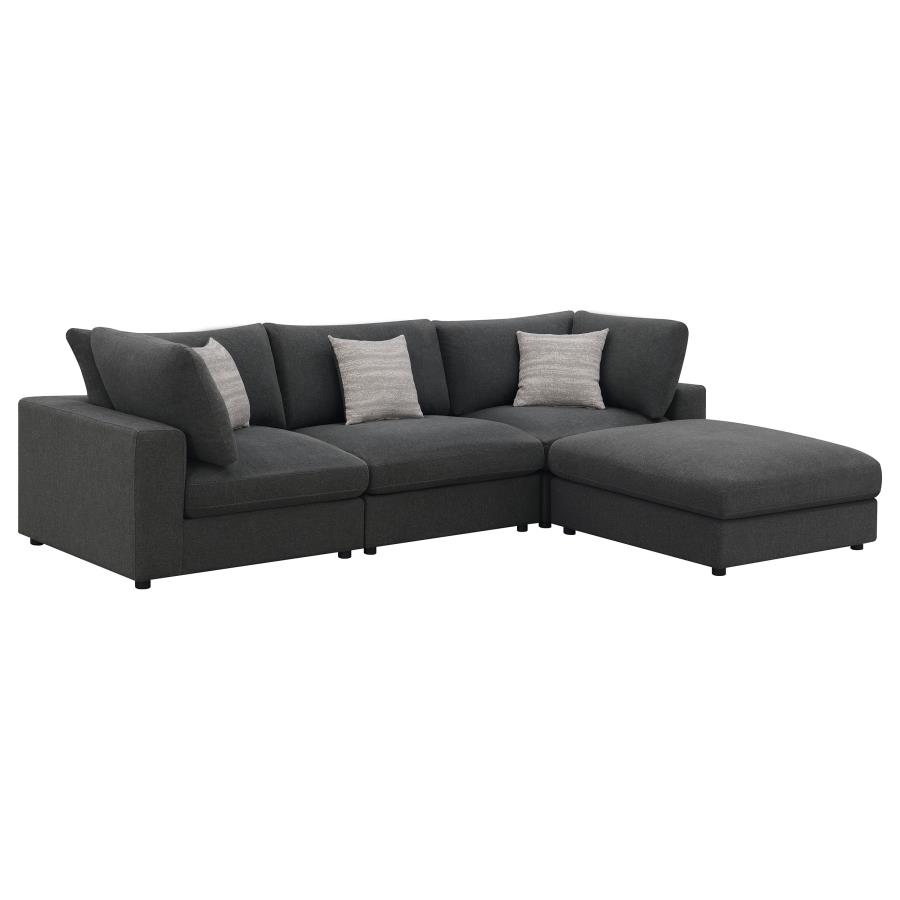 (image for) Serene 4-piece Upholstered Modular Sectional Sofa Charcoal - Click Image to Close