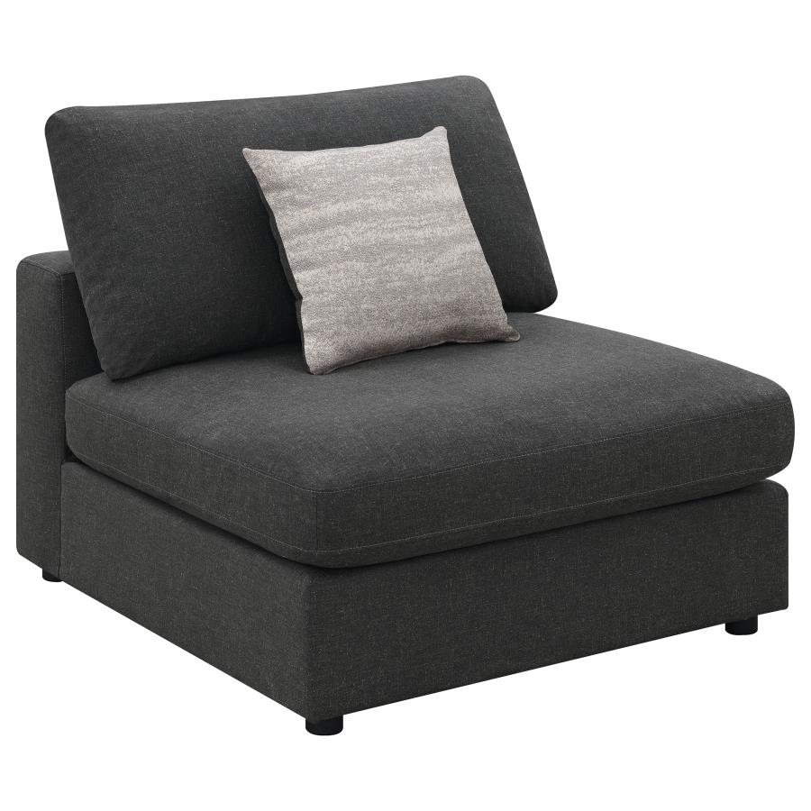 (image for) Serene Upholstered Armless Chair Charcoal - Click Image to Close