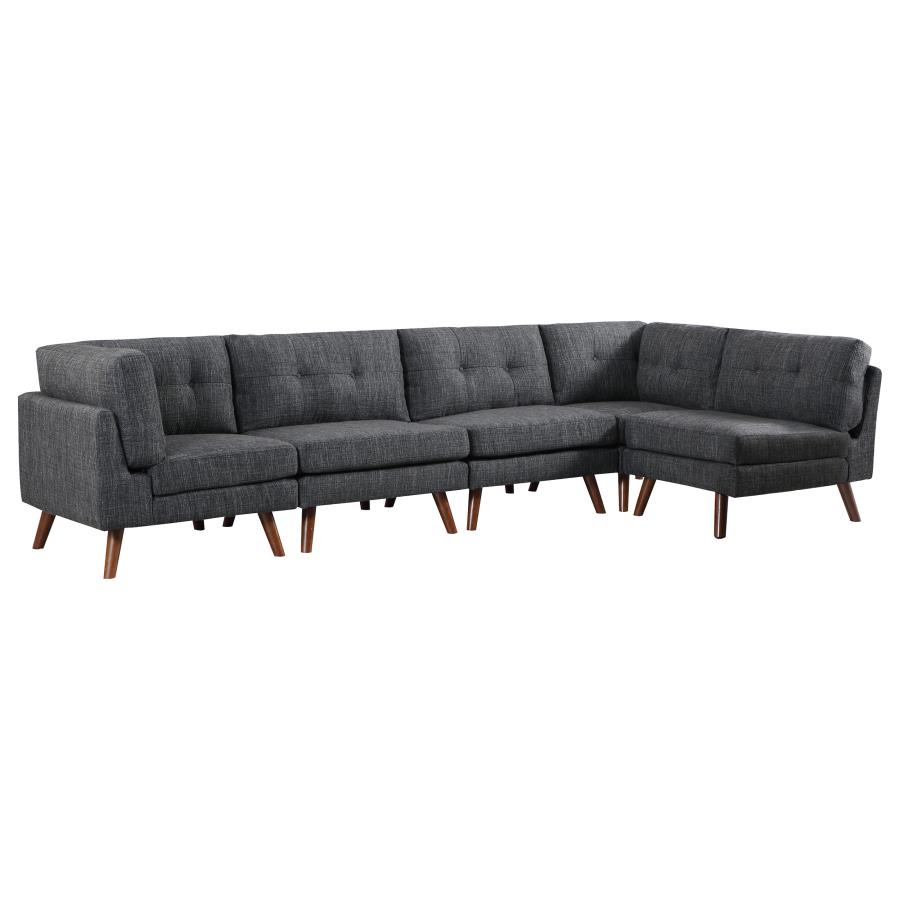 (image for) Churchill 5-piece Upholstered Modular Sectional Dark Grey - Click Image to Close