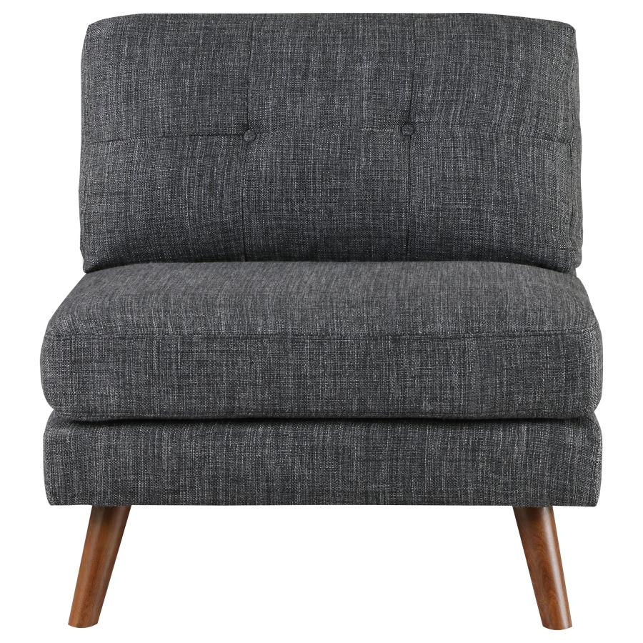 (image for) Churchill Upholstered Tufted Armless Chair Dark Grey