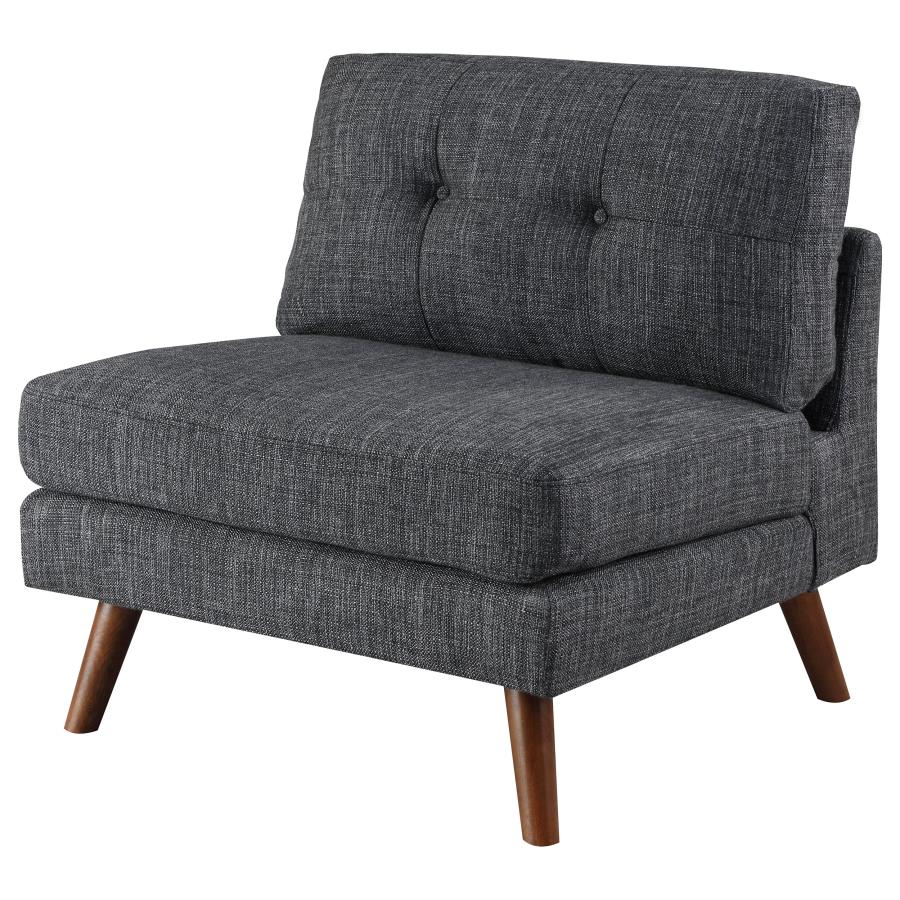 (image for) Churchill Upholstered Tufted Armless Chair Dark Grey