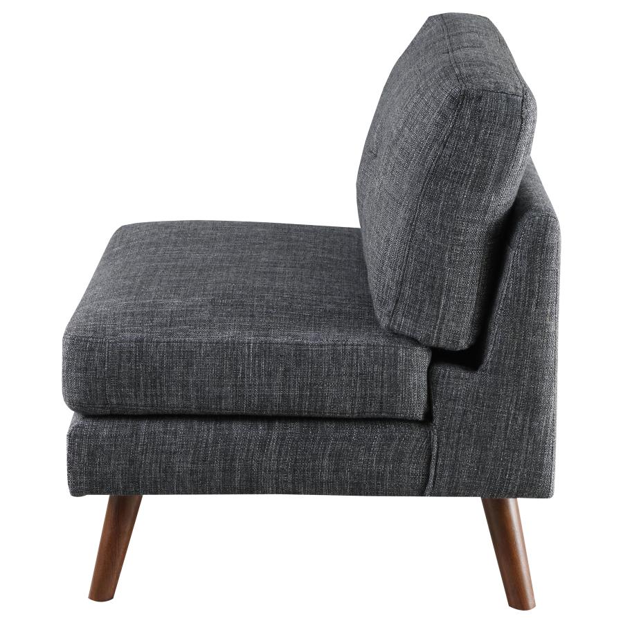 (image for) Churchill Upholstered Tufted Armless Chair Dark Grey