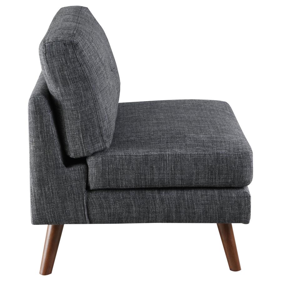 (image for) Churchill Upholstered Tufted Armless Chair Dark Grey