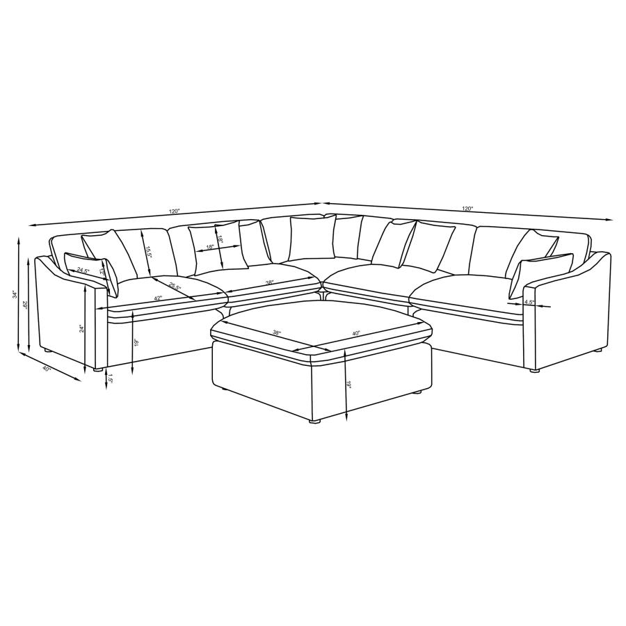 (image for) Hobson 6-piece Upholstered Modular Sectional Sofa Ivory