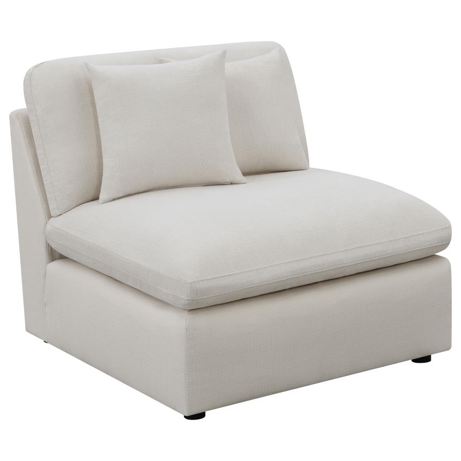 (image for) Hobson Upholstered Armless Chair Ivory - Click Image to Close